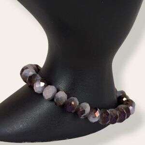 Smoky Lavender & Bronze AB Crystal Stretch Bracelet